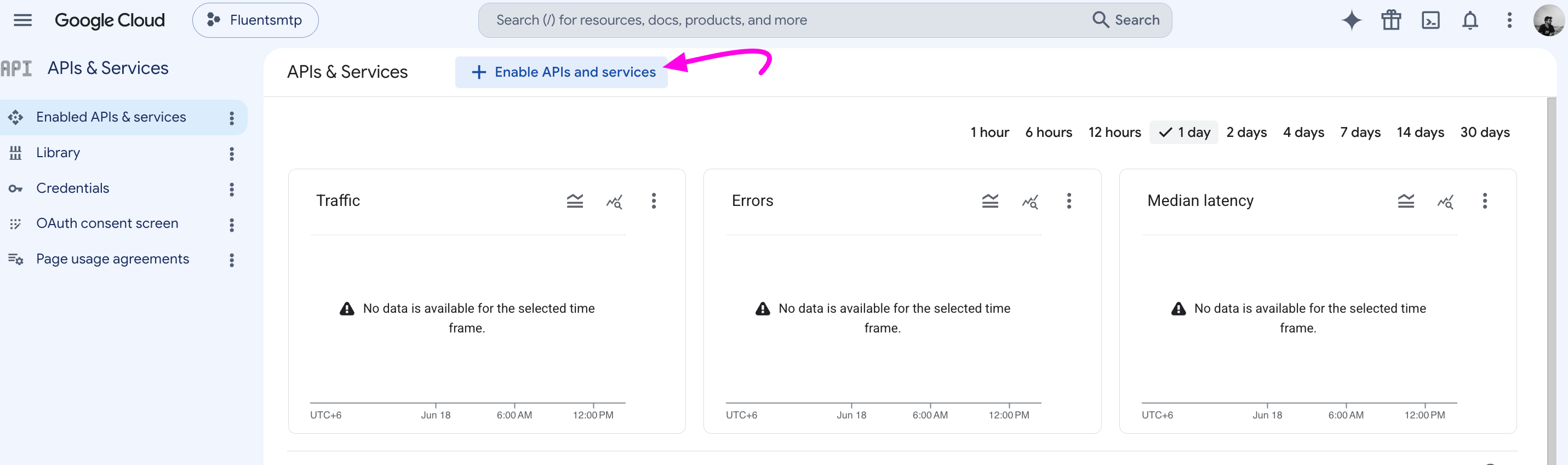 10. Enable APIs and Services Button