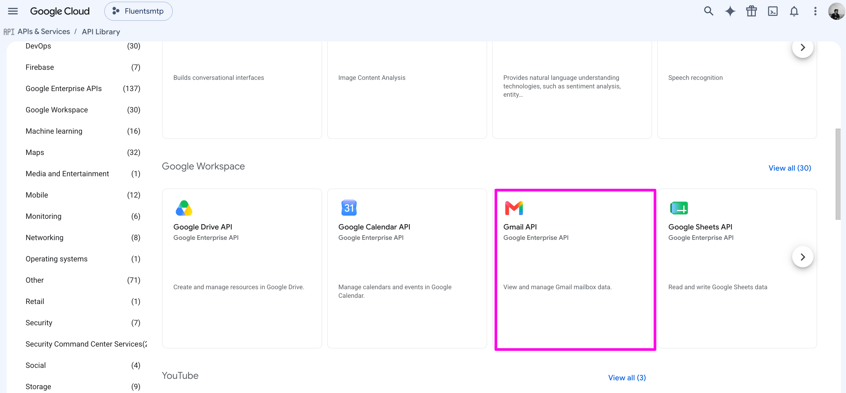 11. Select Gmail API