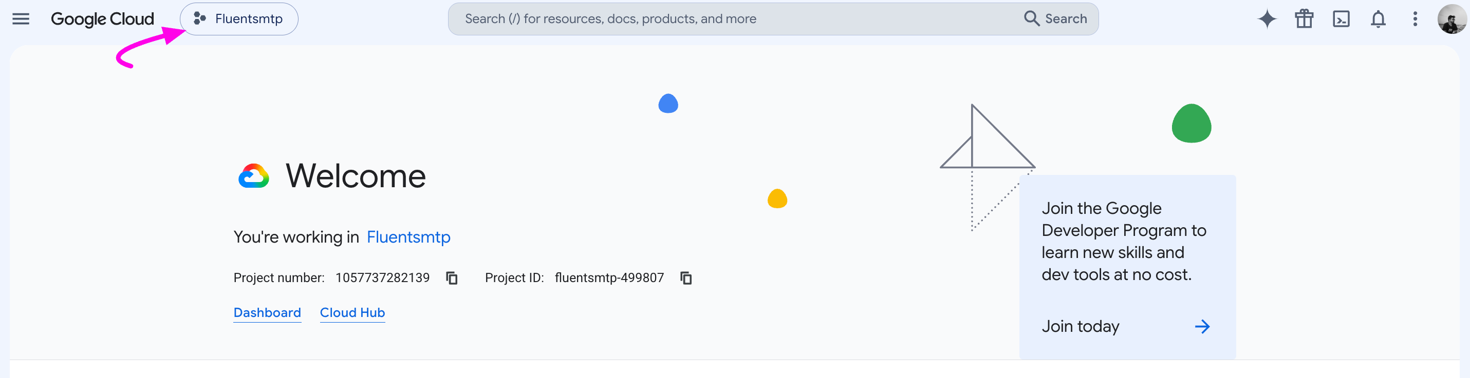 8. Select Created Project Button