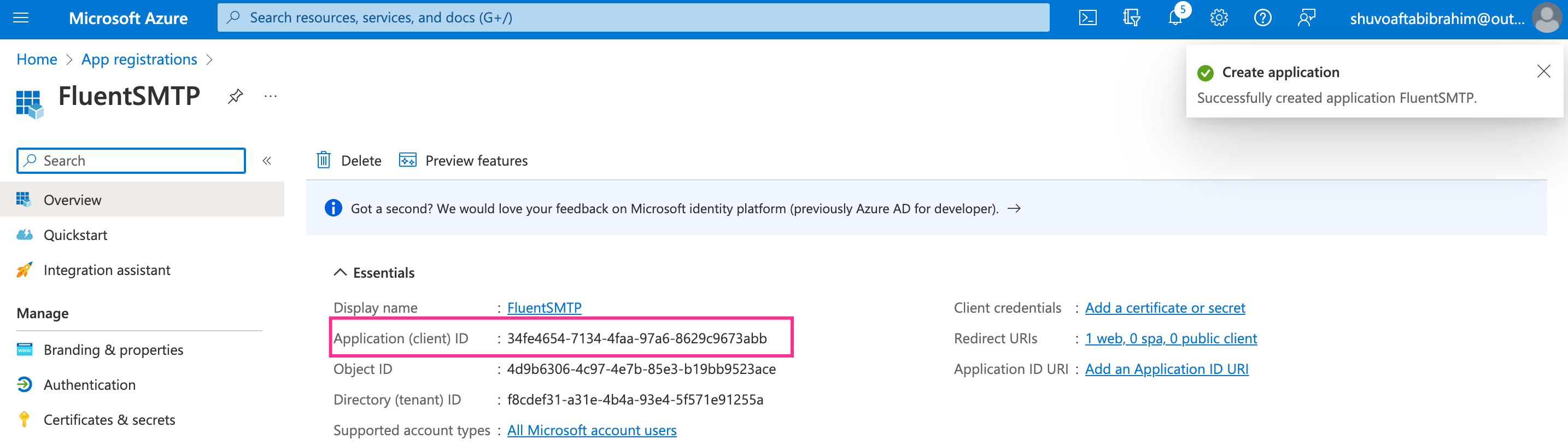 Azure App App Id